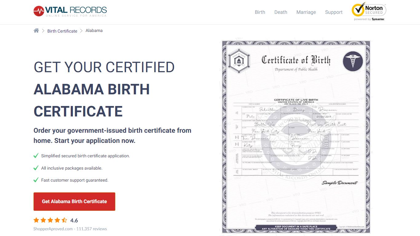 Official Alabama Birth Certificate | Birth Records Copy